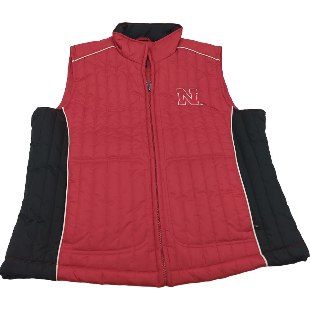GIII Sports by Carl Banks L Huskers Quilted Vest NWT Red Black